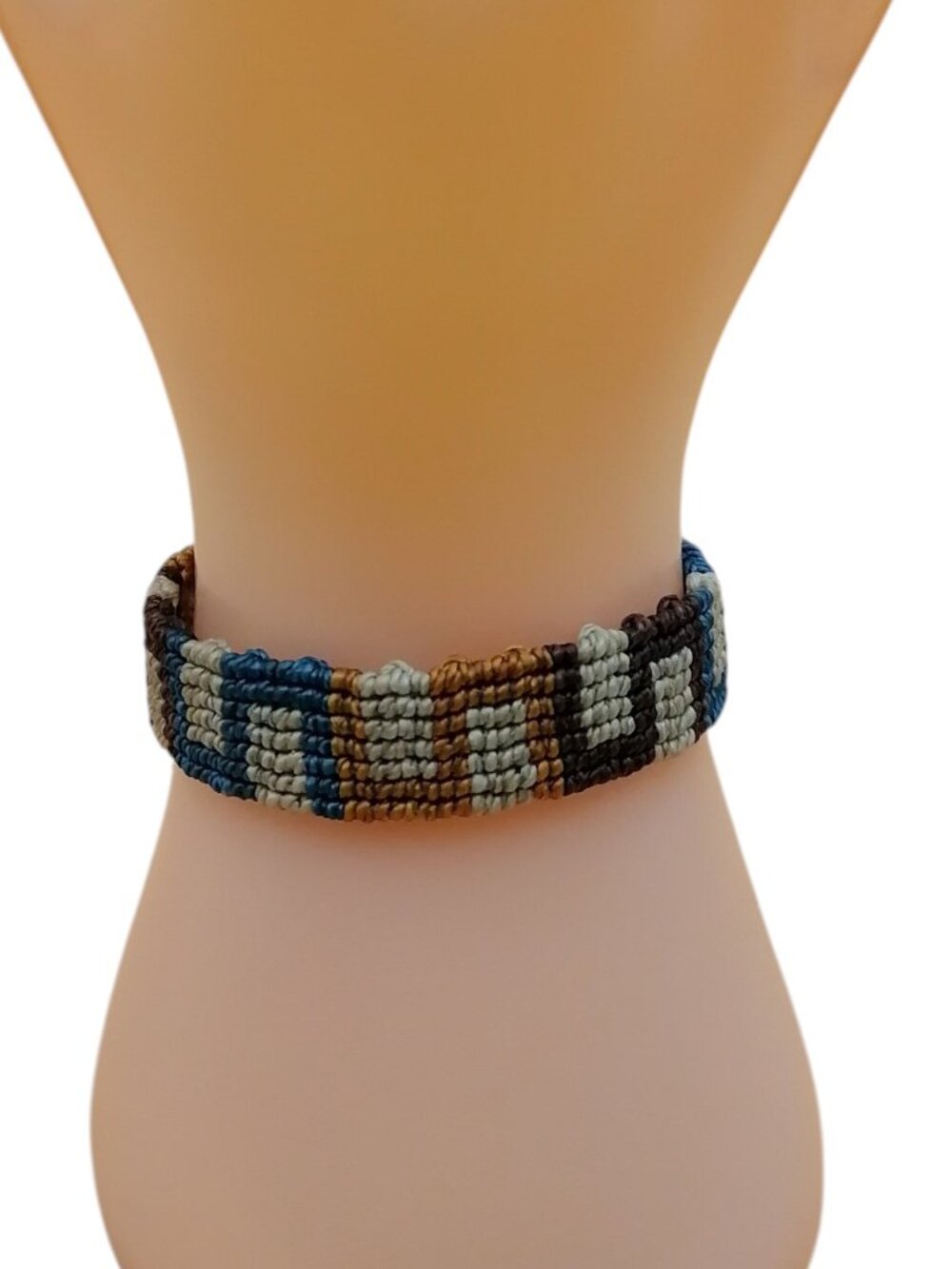 Hand-woven Macrame Bracelet with Multicolor Geometric Design